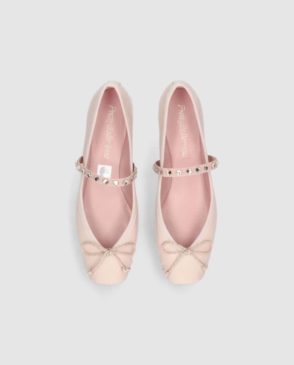 Bailarinas planas kristen de mujer en napa suave con swarovski - Pretty Ballerinas - Rosa Rosa-2