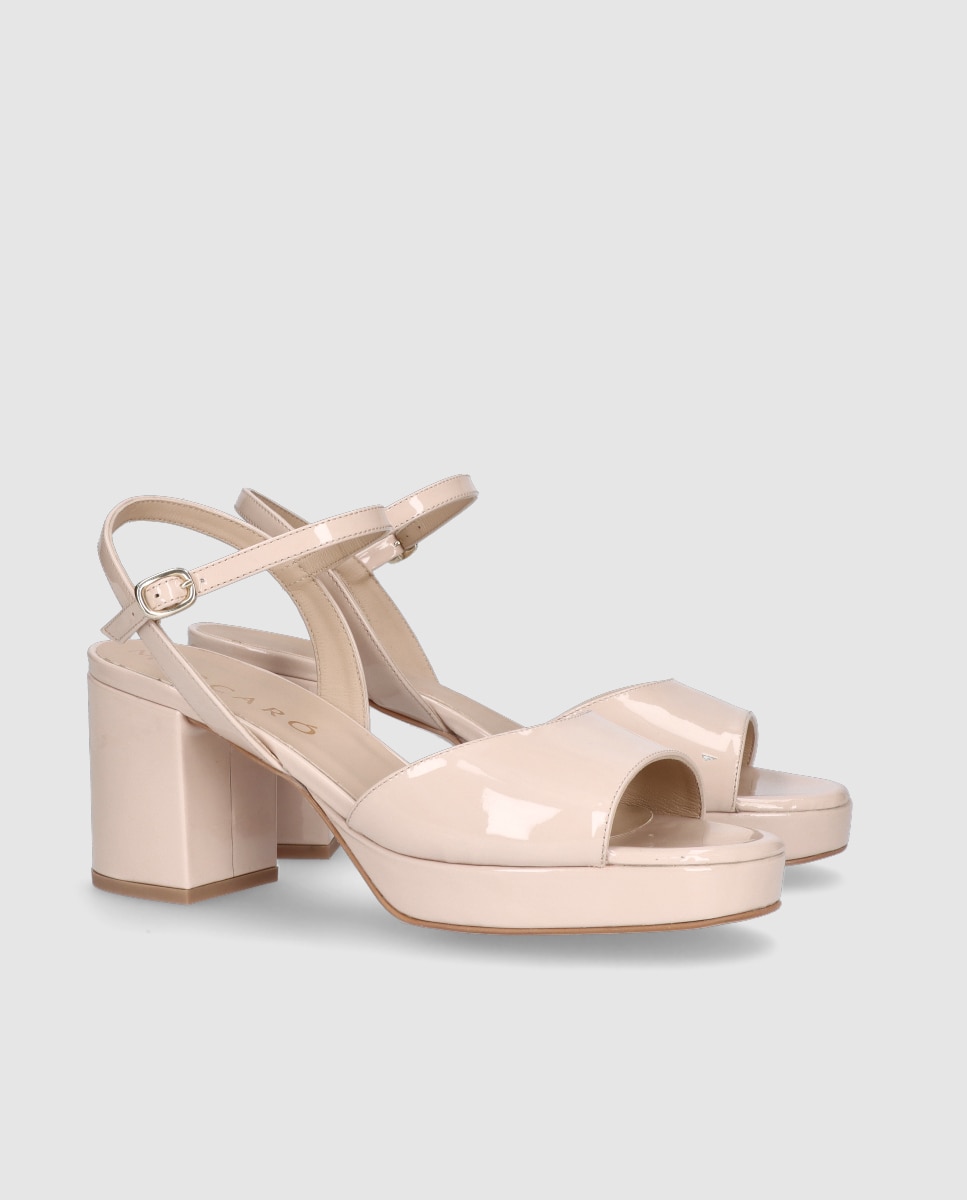 Sandalia de tacón Mae de mujer en charol - Mascaró - Rosa claro Rosa claro-3