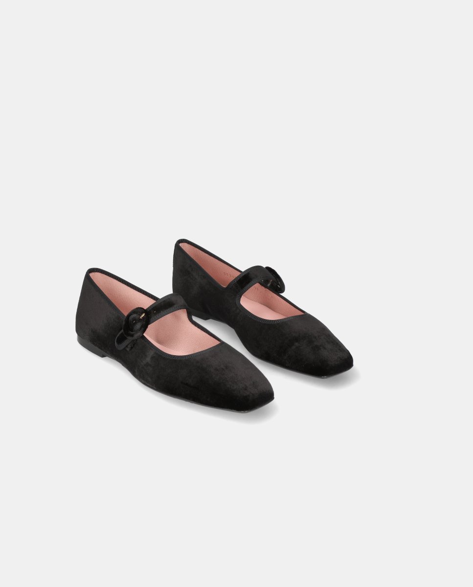 Bailarinas camille de mujer en terciopelo acolchado - Pretty Ballerinas - Negro Negro-3