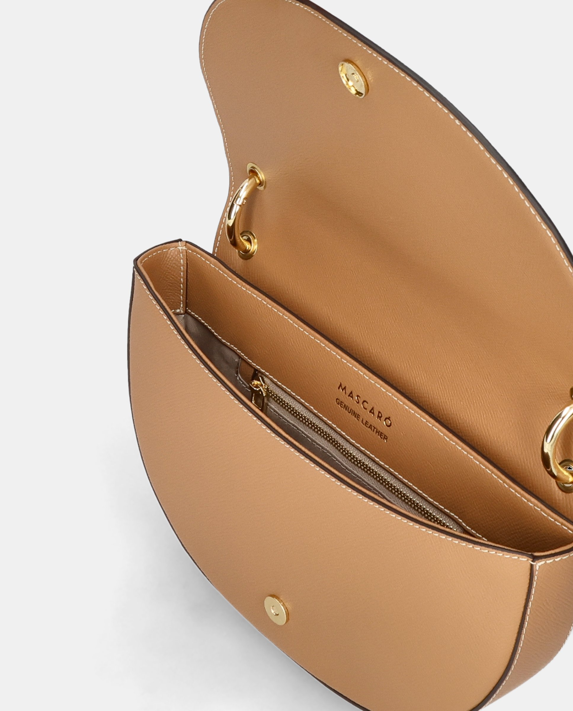 Bolso de hombro de mujer en piel - Mascaró - Marrón Marrón-2