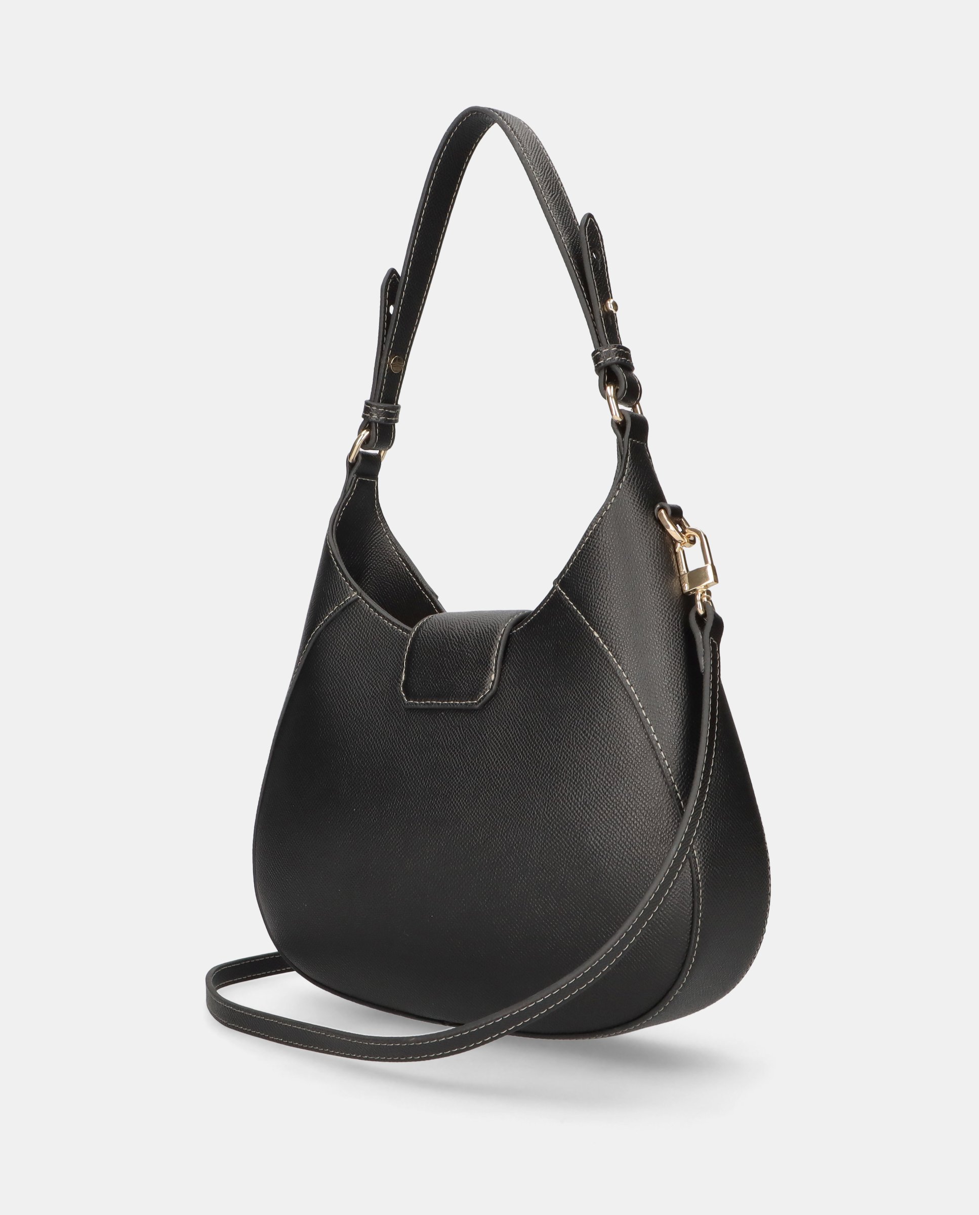 Bolso de hombro de mujer en piel - Mascaró - Negro Negro-3