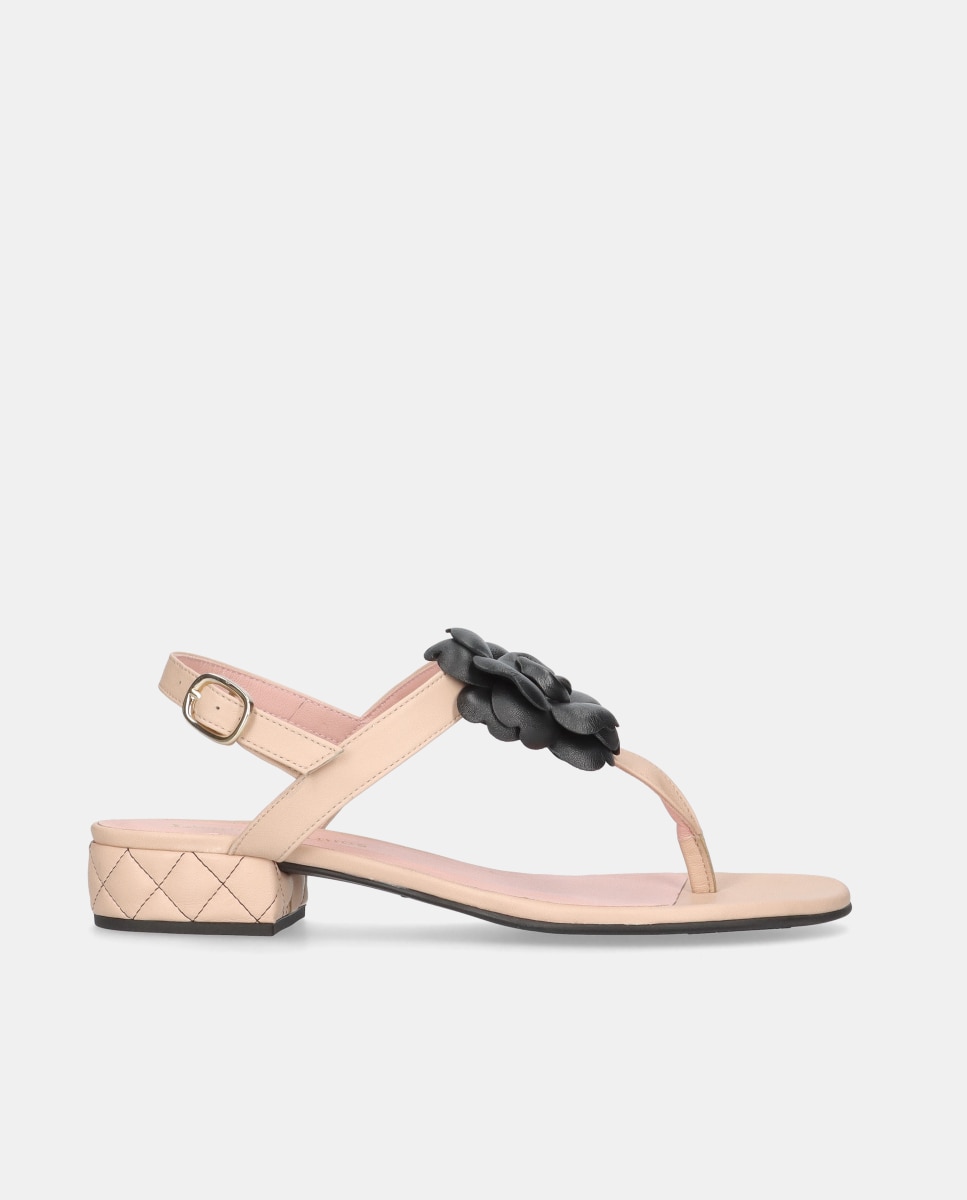 Imagen 1 de Sandalias Lulu de mujer en napa suave con flor Nude