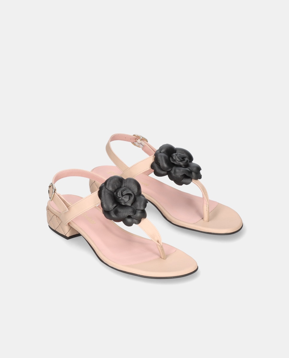 Imagen 3 de Sandalias Lulu de mujer en napa suave con flor - Nude Nude