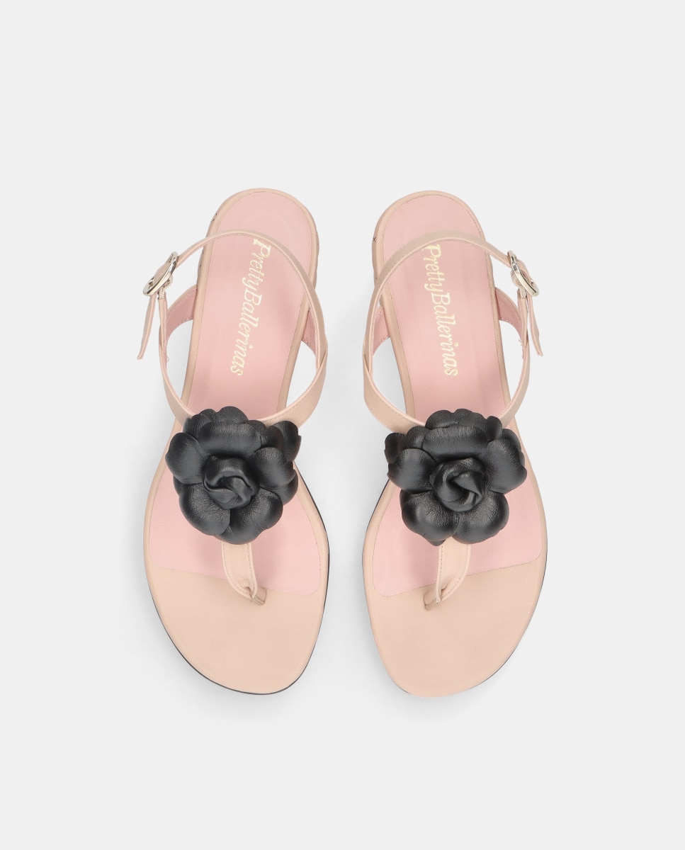 Imagen 2 de Sandalias Lulu de mujer en napa suave con flor - Nude Nude