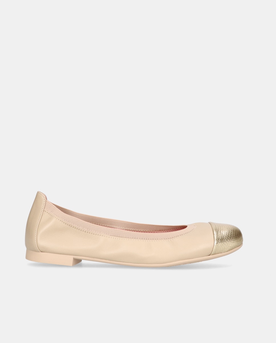 Imagen 1 de Bailarinas Shirley de mujer en napa suave con puntera de napa craquelada - Pretty Ballerinas - Beige Beige