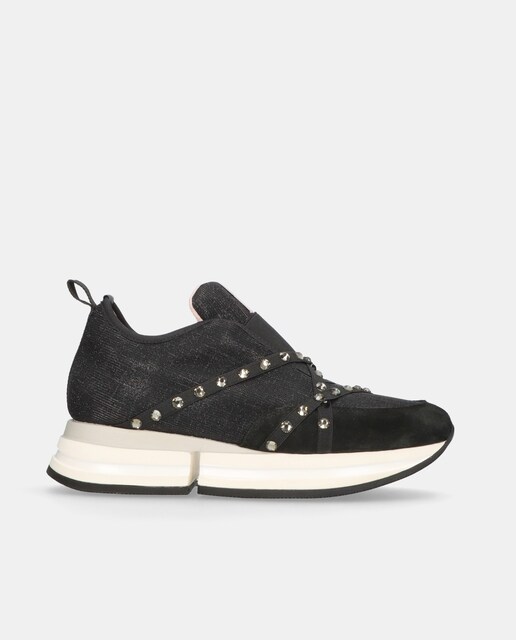 Imagen 0 de Zapatillas deportivas Christy de mujer en tela negra brillante con Swaroski