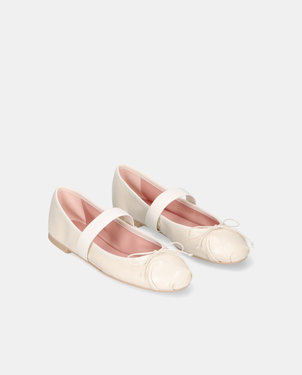 Bailarinas planas Nicole de mujer estilo sachetto en napa - Pretty Ballerinas - Blanco Blanco-3