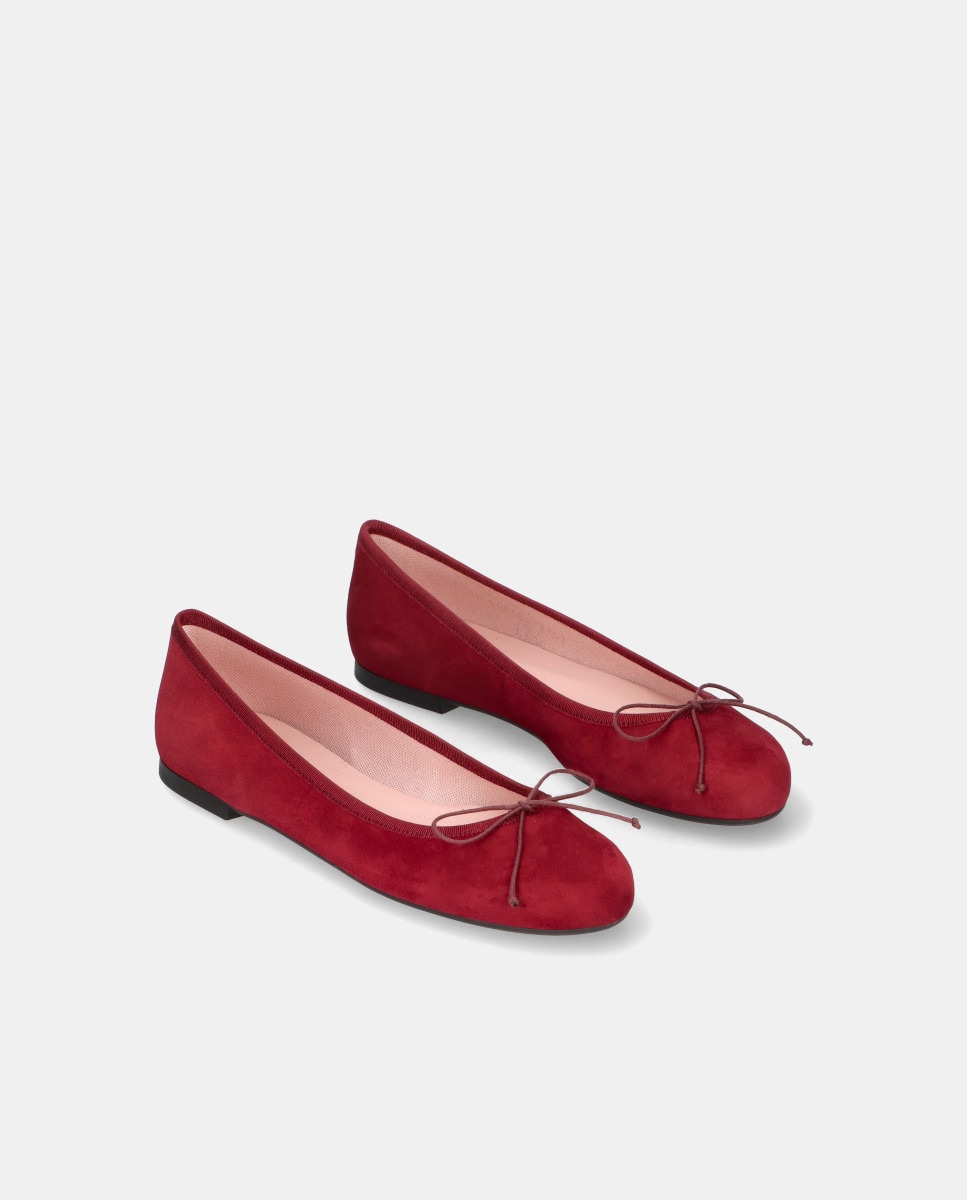 Bailarinas planas Nicole de mujer en ante suave - Pretty Ballerinas - Rojo Rojo-3