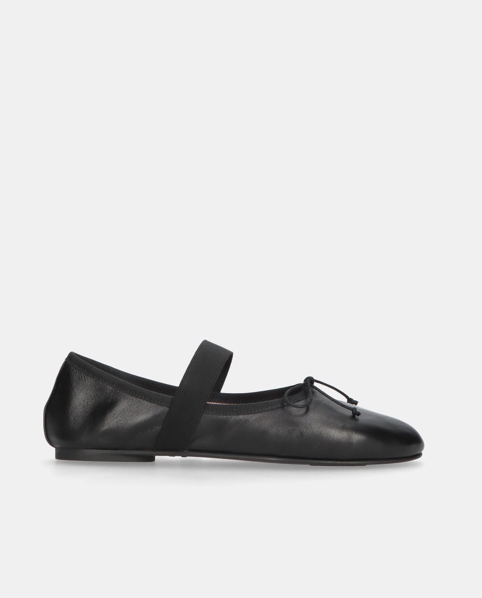 Bailarinas lea de mujer en napa suave con tira elástica - Pretty Ballerinas - Negro Negro-1