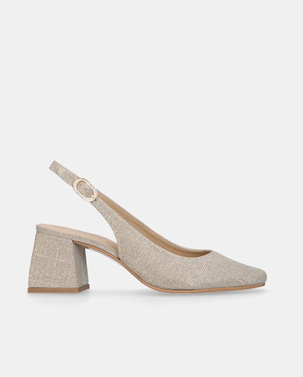 Zapatos de salón Freja de mujer en tela brillante - Mascaró - Dorado Dorado-1