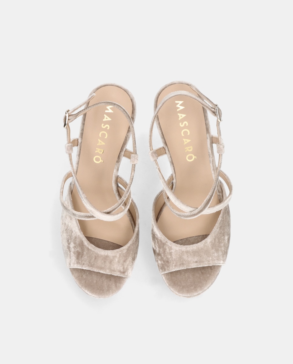 Sandalias Mary de mujer en terciopleo - Mascaró - Beige Beige-2