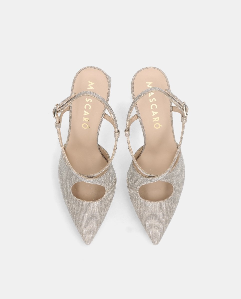 Zapatos de salón renata de mujer en tela brillante con tira ajustable - Mascaró - Plateado Plateado-2
