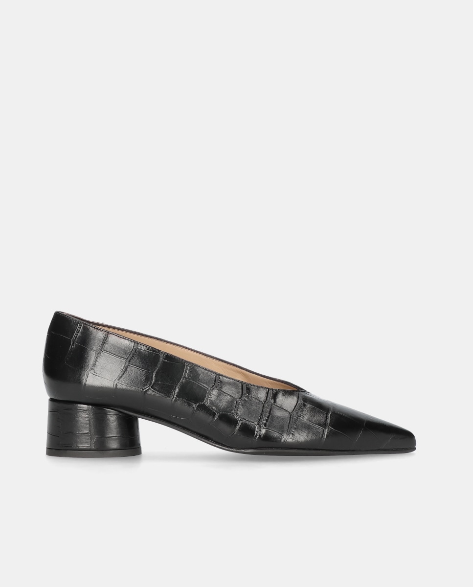 Imagen 1 de Salones Holly de mujer en piel estampado cocodrilo - Mascaró - Negro Negro