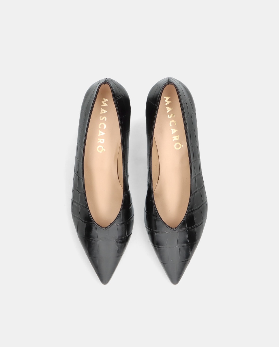 Imagen 2 de Salones Holly de mujer en piel estampado cocodrilo - Mascaró - Negro Negro