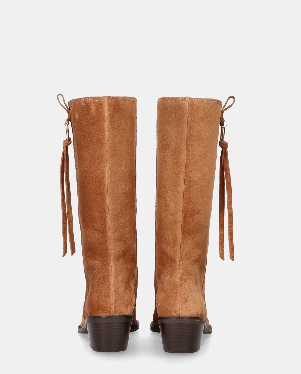Botas nashville de mujer en ante con fleco - Mascaró - Marrón Marrón-2