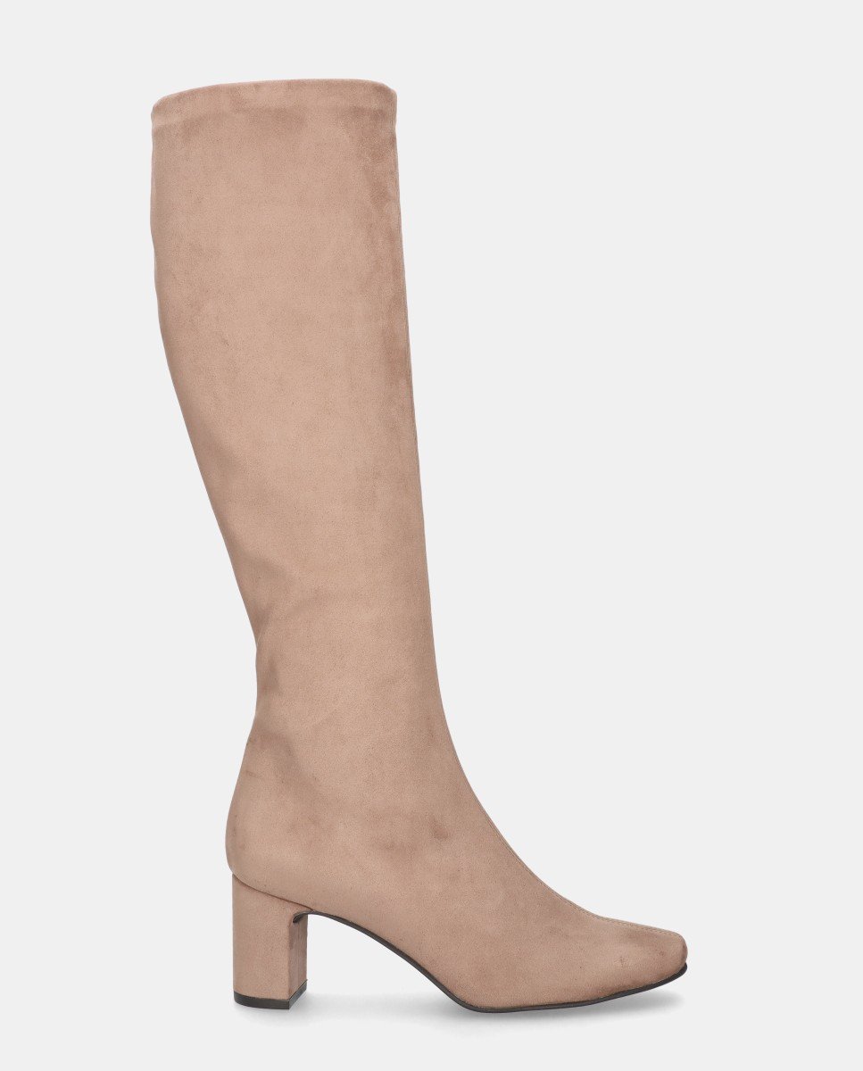 Botas freja de mujer en tela elástica efecto ante - Mascaró - Beige Beige-1
