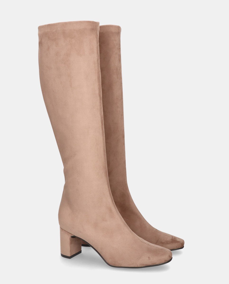 Botas freja de mujer en tela elástica efecto ante - Mascaró - Beige Beige-2