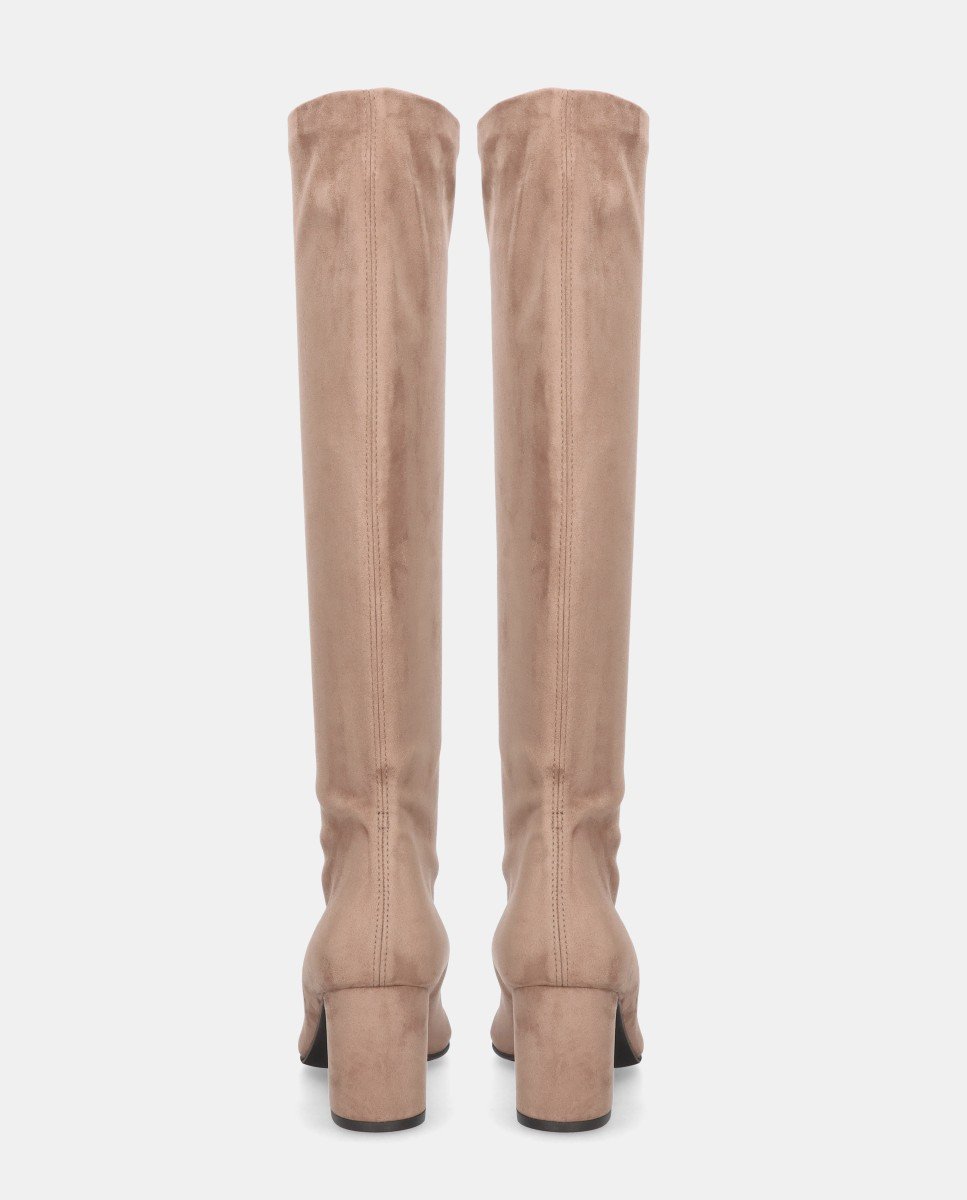 Botas freja de mujer en tela elástica efecto ante - Mascaró - Beige Beige-3
