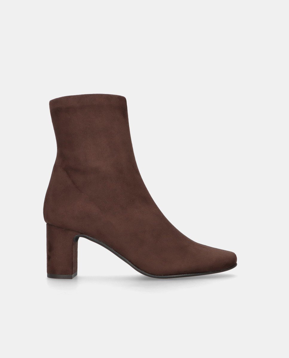 Botines freja de mujer en tela elástica efecto ante - Mascaró - Marrón Marrón-1