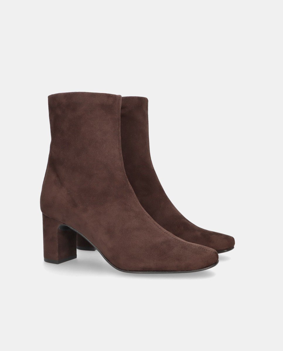 Botines freja de mujer en tela elástica efecto ante - Mascaró - Marrón Marrón-3