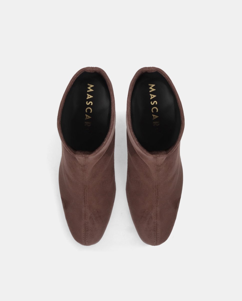 Botines freja de mujer en tela elástica efecto ante - Mascaró - Marrón Marrón-2