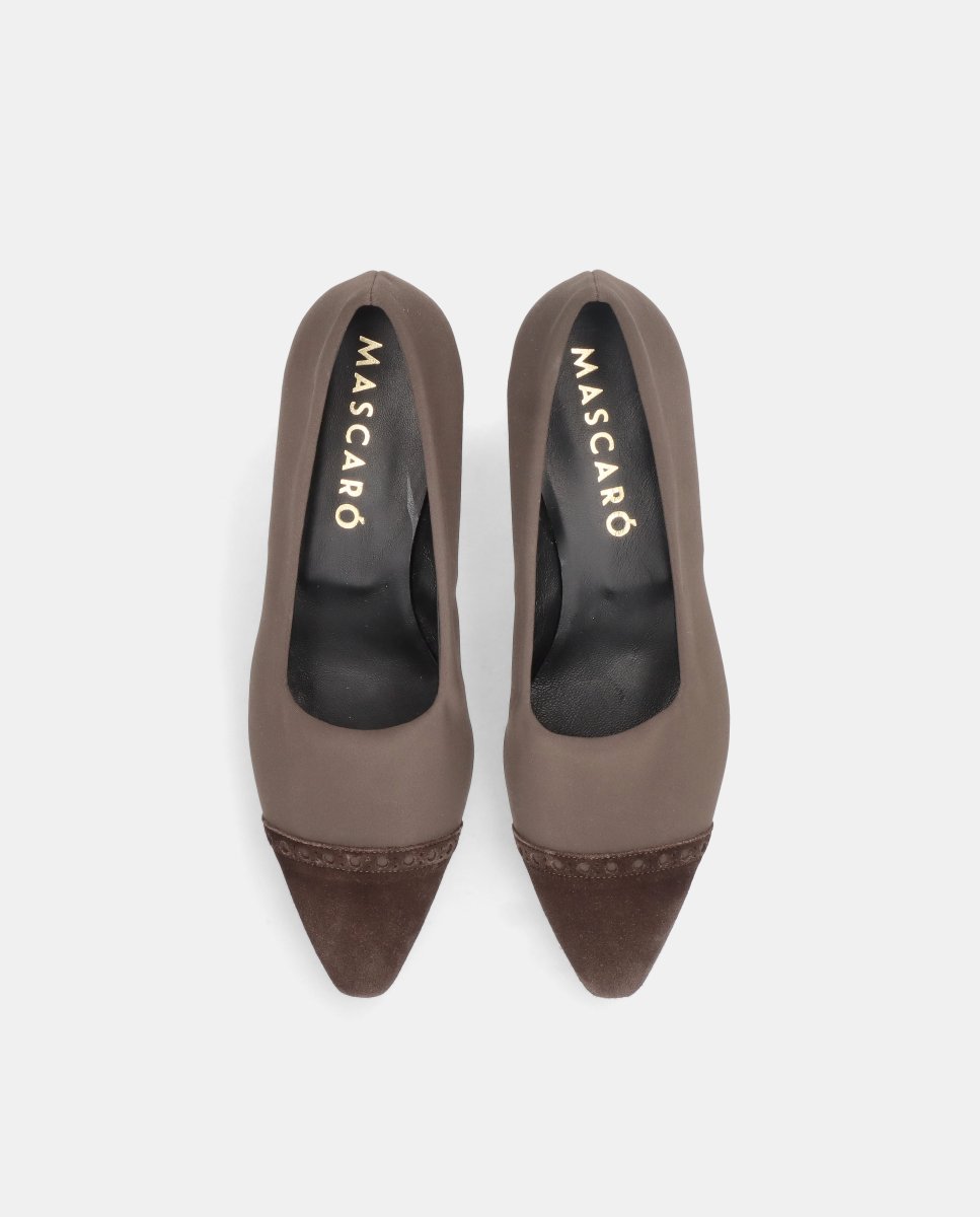 Zapatos de salón greta de mujer en tela elástica y ante - Mascaró - Marrón Marrón-2