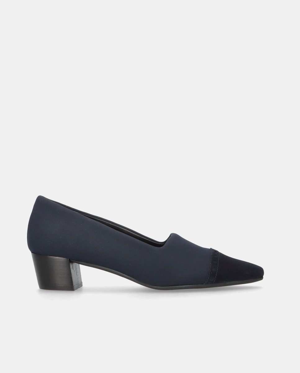 Zapatos de salón greta de mujer en tela elástica y ante - Mascaró - Azul Azul-1