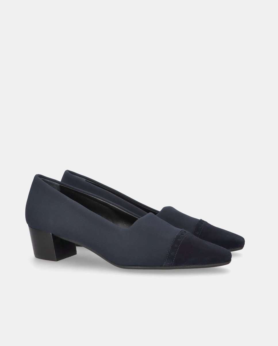 Zapatos de salón greta de mujer en tela elástica y ante - Mascaró - Azul Azul-3