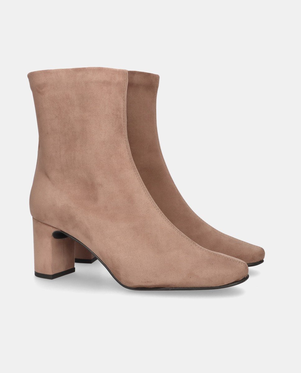 Botines freja de mujer en tela elástica efecto ante - Mascaró - Beige Beige-3