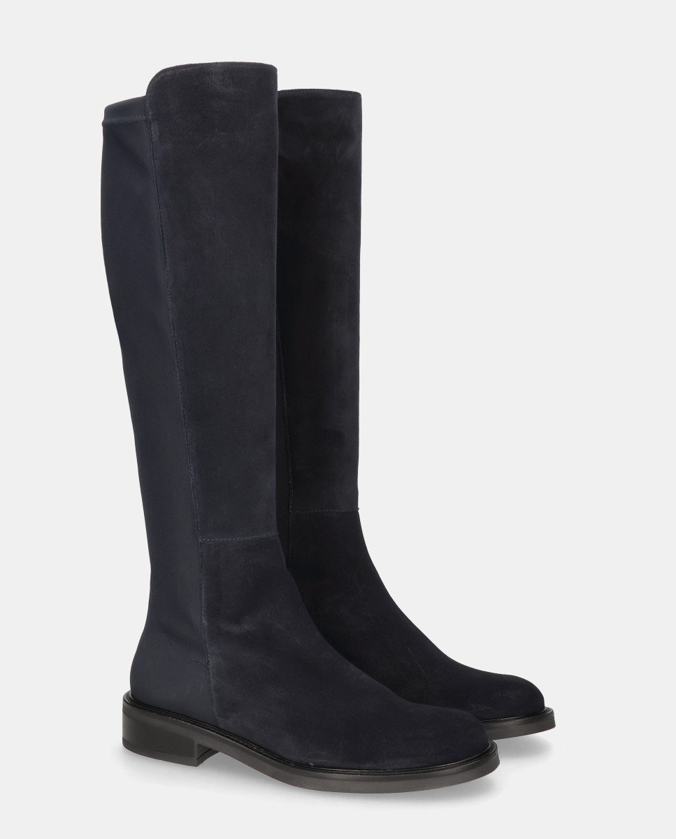 Botas janne de mujer en ante y tela elástica - Mascaró - Azul Azul-3