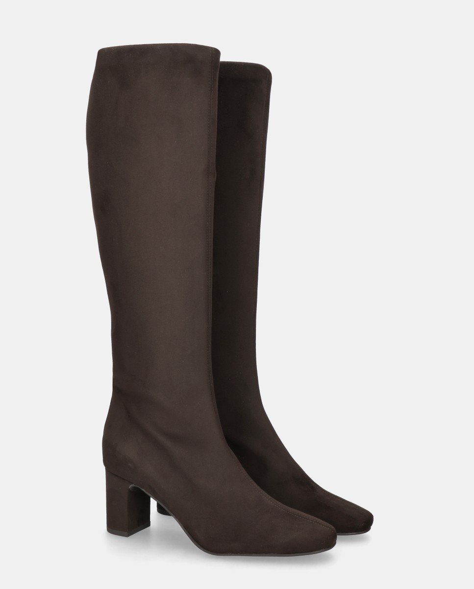 Botas freja de mujer en tela elástica efecto ante - Mascaró - Marrón Marrón-2