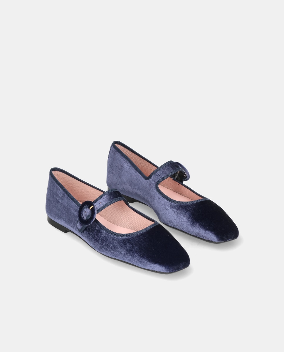 Bailarinas camille de mujer en terciopelo - Pretty Ballerinas - Azul Azul-3