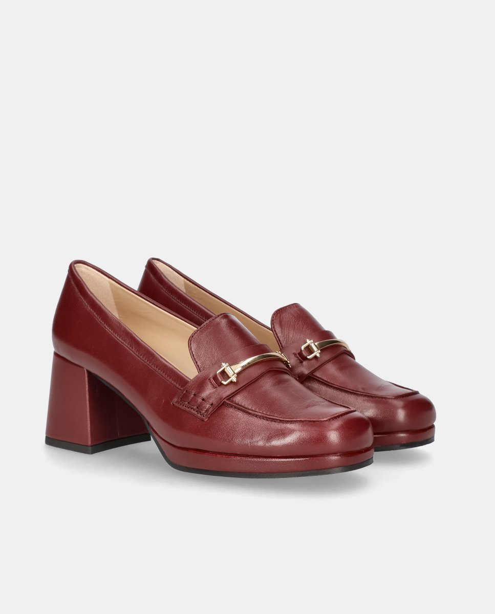 Salones gillian de mujer en napa con hebilla - Mascaró - Rojo Rojo-3