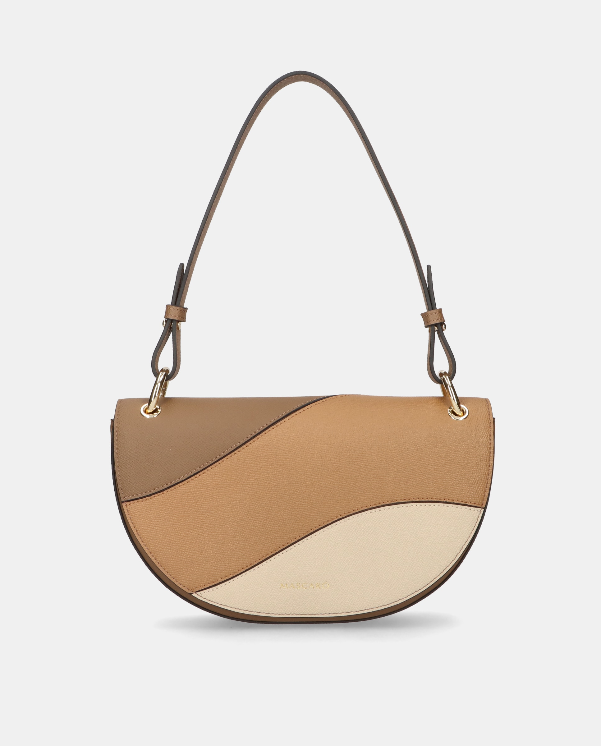 Imagen 0 de Bolso de hombro de mujer en piel con asa ajustable Beige/Marrón