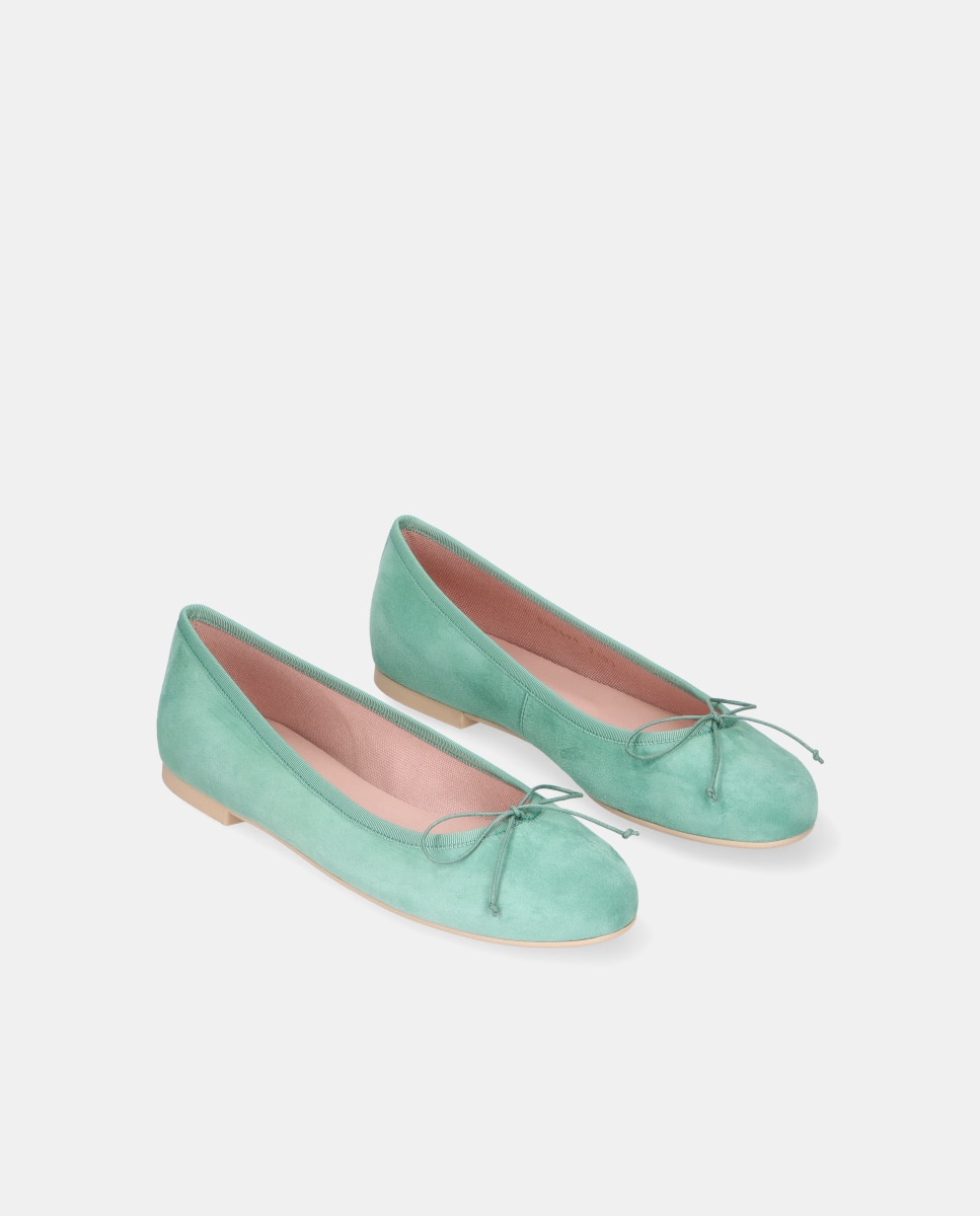Bailarinas planas Nicole de mujer en ante suave - Pretty Ballerinas - Verde azulado Verde azulado-3
