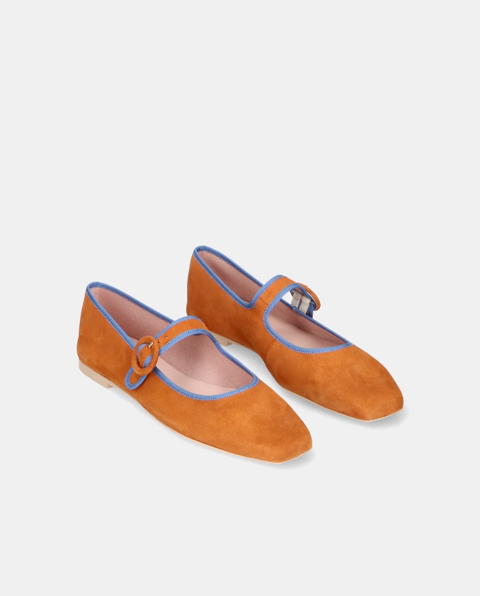 Bailarinas Camille de mujer en ante suave - Pretty Ballerinas - Naranja / Azul marino Naranja / Azul marino-3