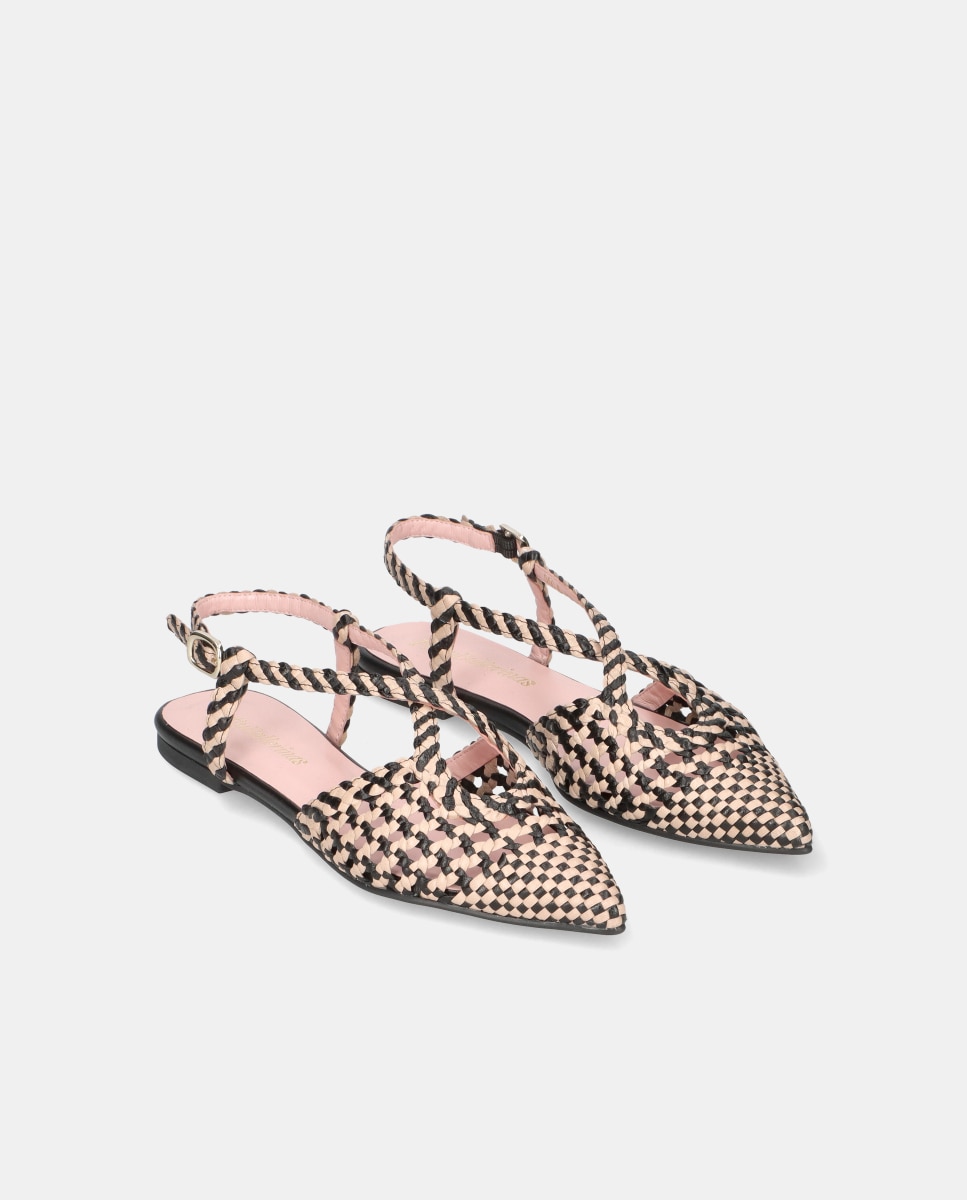 Bailarinas Ella de mujer en napa entrelazada - Pretty Ballerinas - Negro / Natural Negro / Natural-3