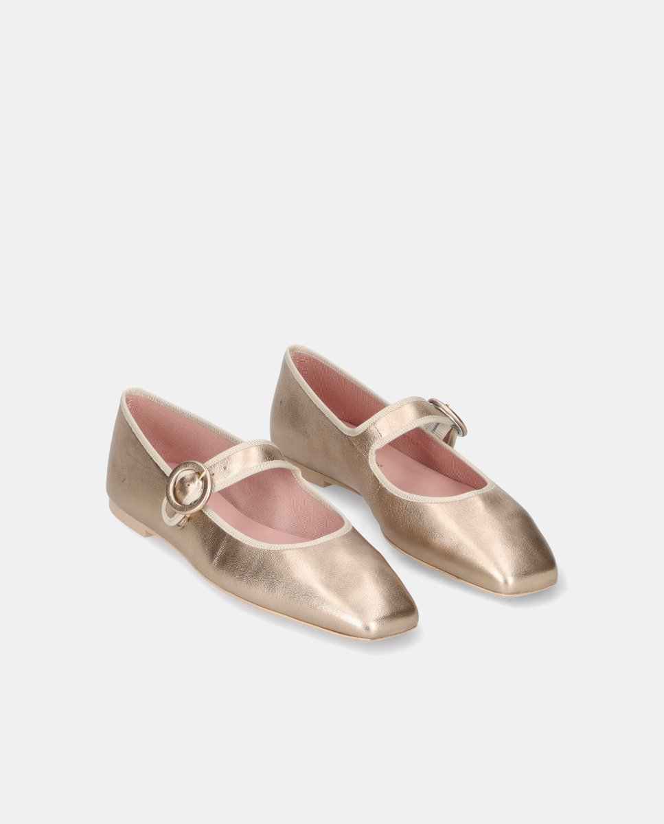 Bailarinas camille de mujer en napa suave - Pretty Ballerinas - Oro Oro-3