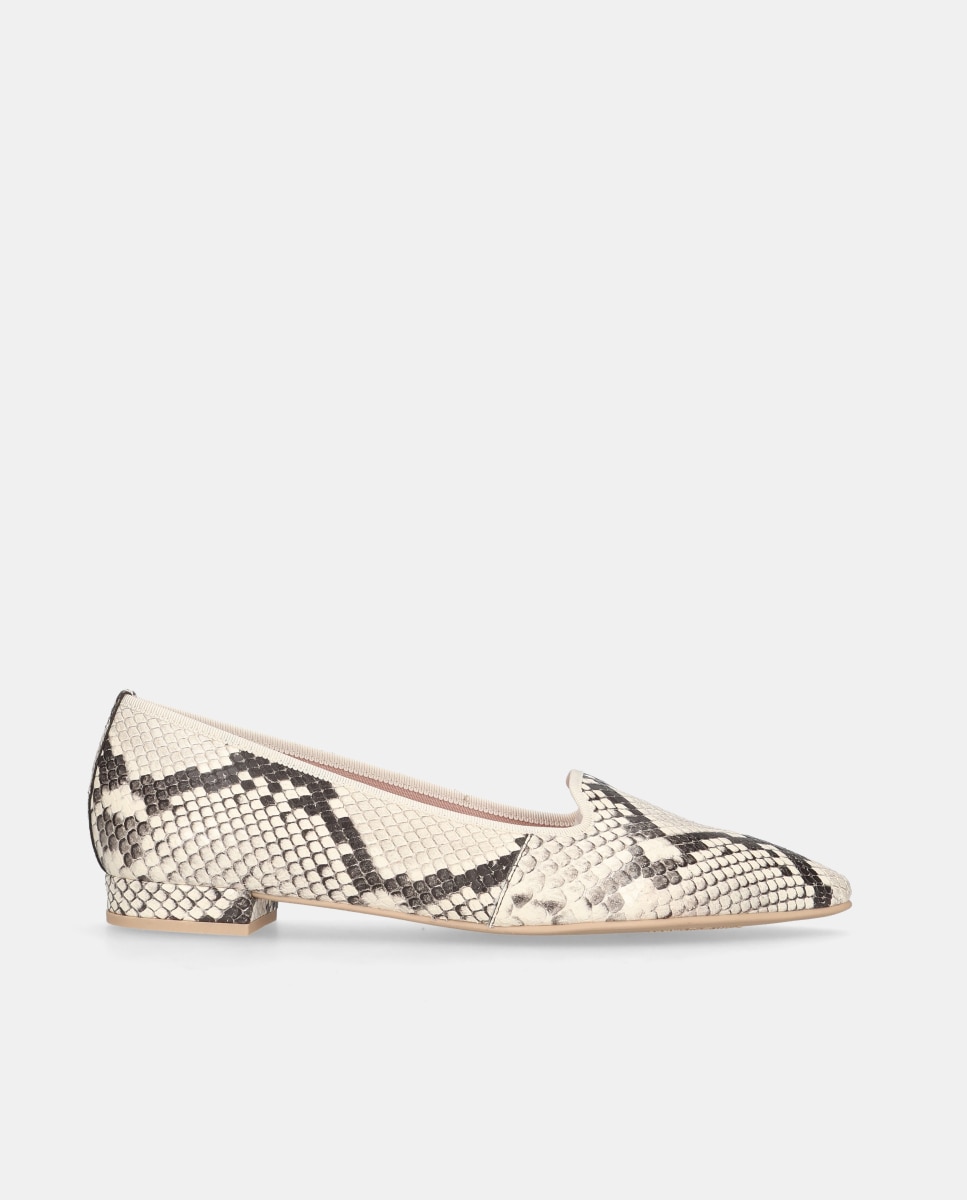 Pretty Ballerinas - Mocasines Elise de mujer en napa estampado serpiente.