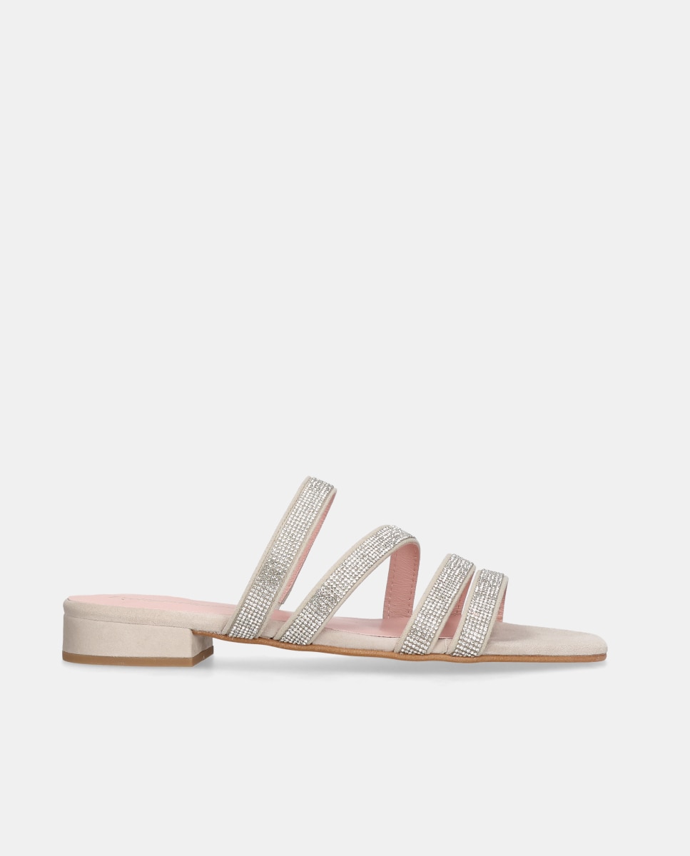Sandalias eva de mujer en ante y strass - Pretty Ballerinas - Gris Gris-1