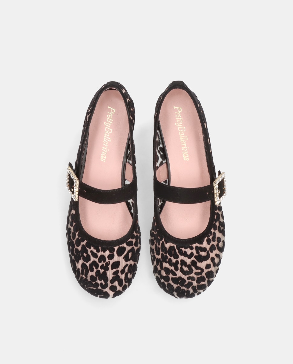 Bailarinas Georgia de mujer en red estampado terciopelo leopardo - Pretty Ballerinas - Negro / Natural Negro / Natural-2