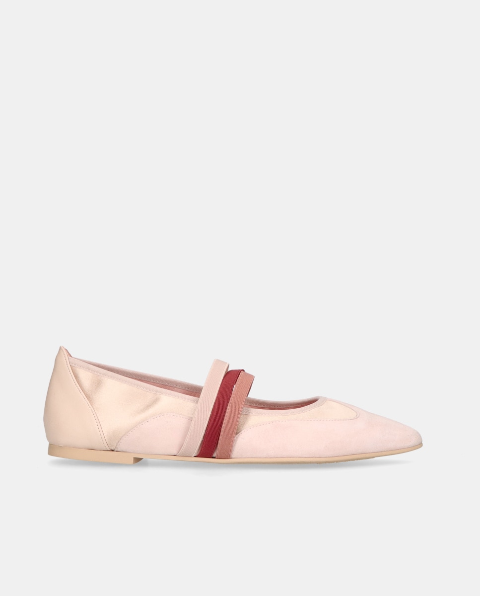 Bailarinas Tyra de mujer en napa metalizada y ante - Pretty Ballerinas - Rosa Rosa-1