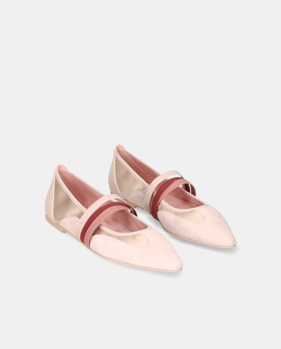 Bailarinas Tyra de mujer en napa metalizada y ante - Pretty Ballerinas - Rosa Rosa-2