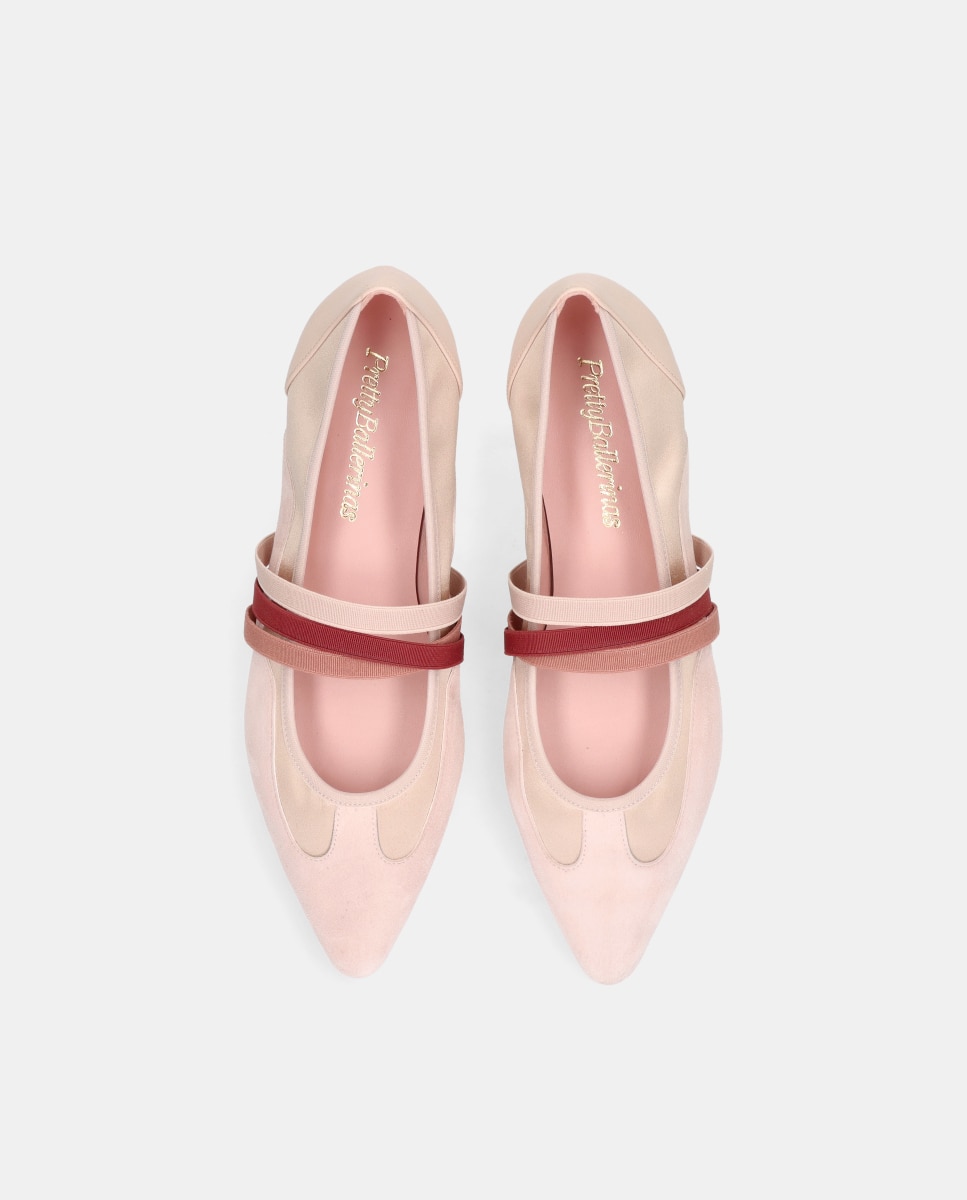 Bailarinas Tyra de mujer en napa metalizada y ante - Pretty Ballerinas - Rosa Rosa-3