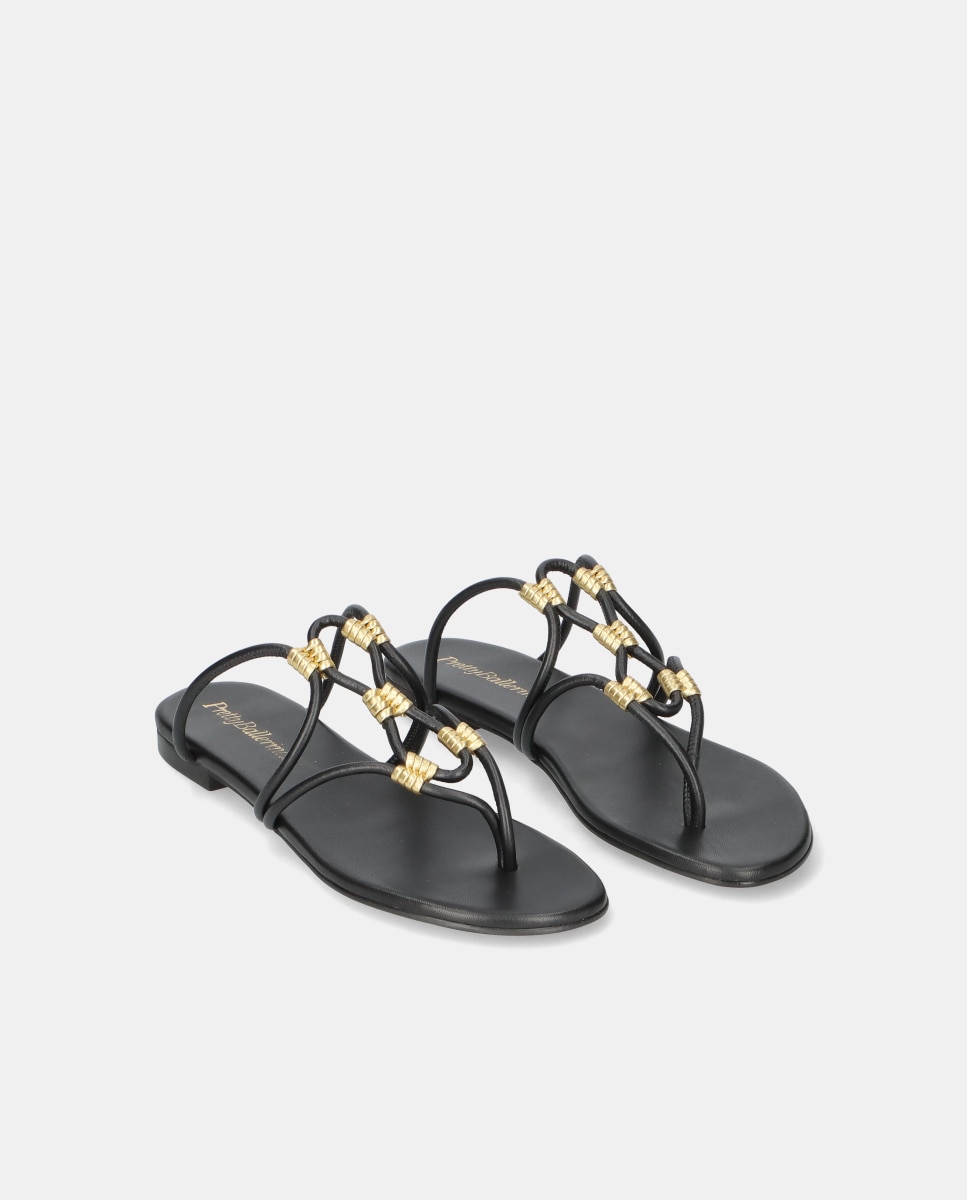 Sandalias planas Judy de mujer en macrame elástico - Pretty Ballerinas - Negro Negro-3
