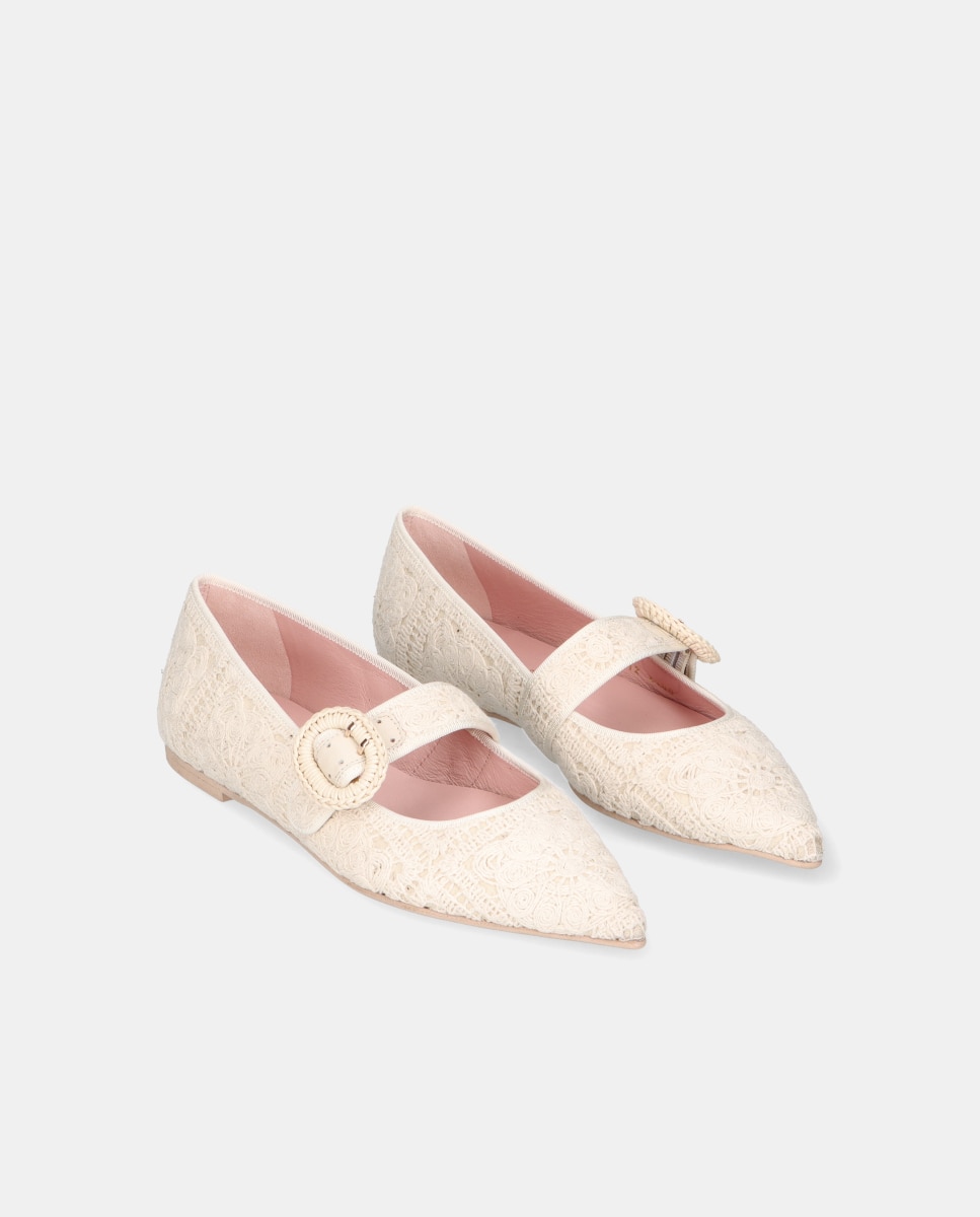 Bailarinas de mujer Paris en tela efecto crochet - Pretty Ballerinas - Beige Beige-3
