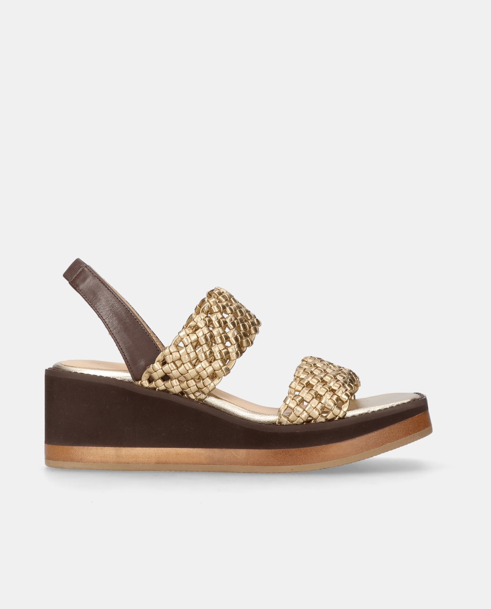 Sandalias de tacón Ariana de mujer en napa entrelazada - Mascaró - Oro Oro-1