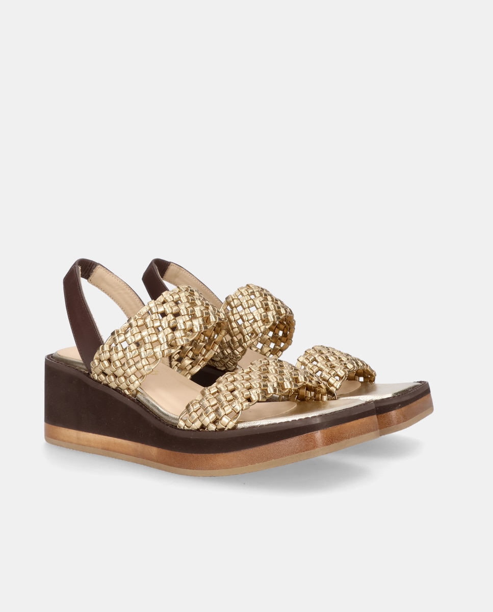 Sandalias de tacón Ariana de mujer en napa entrelazada - Mascaró - Oro Oro-3