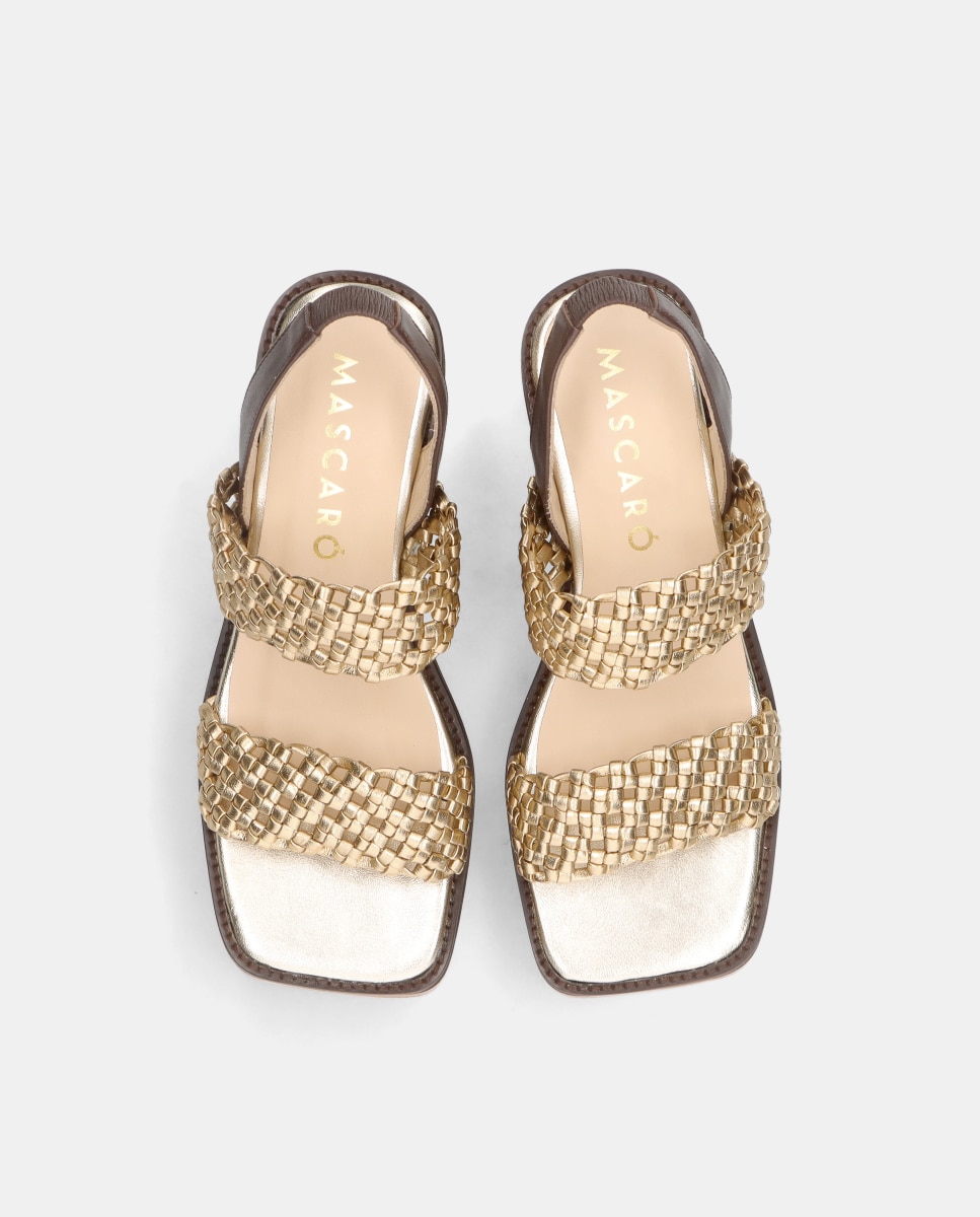 Sandalias de tacón Ariana de mujer en napa entrelazada - Mascaró - Oro Oro-2