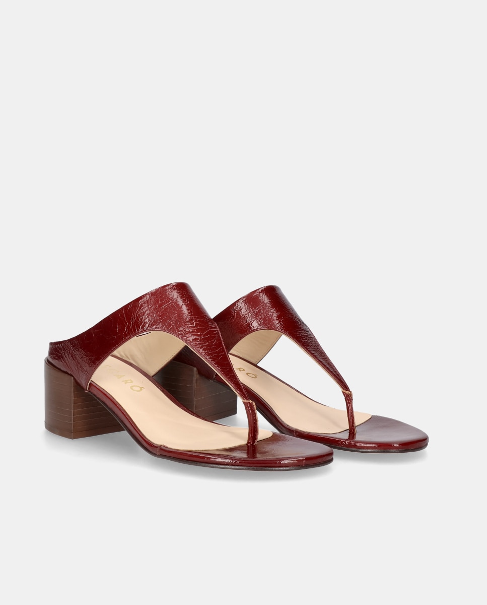 Sandalias de tacón Rosanna de mujer en piel Rojo Mascaró Rojo-3